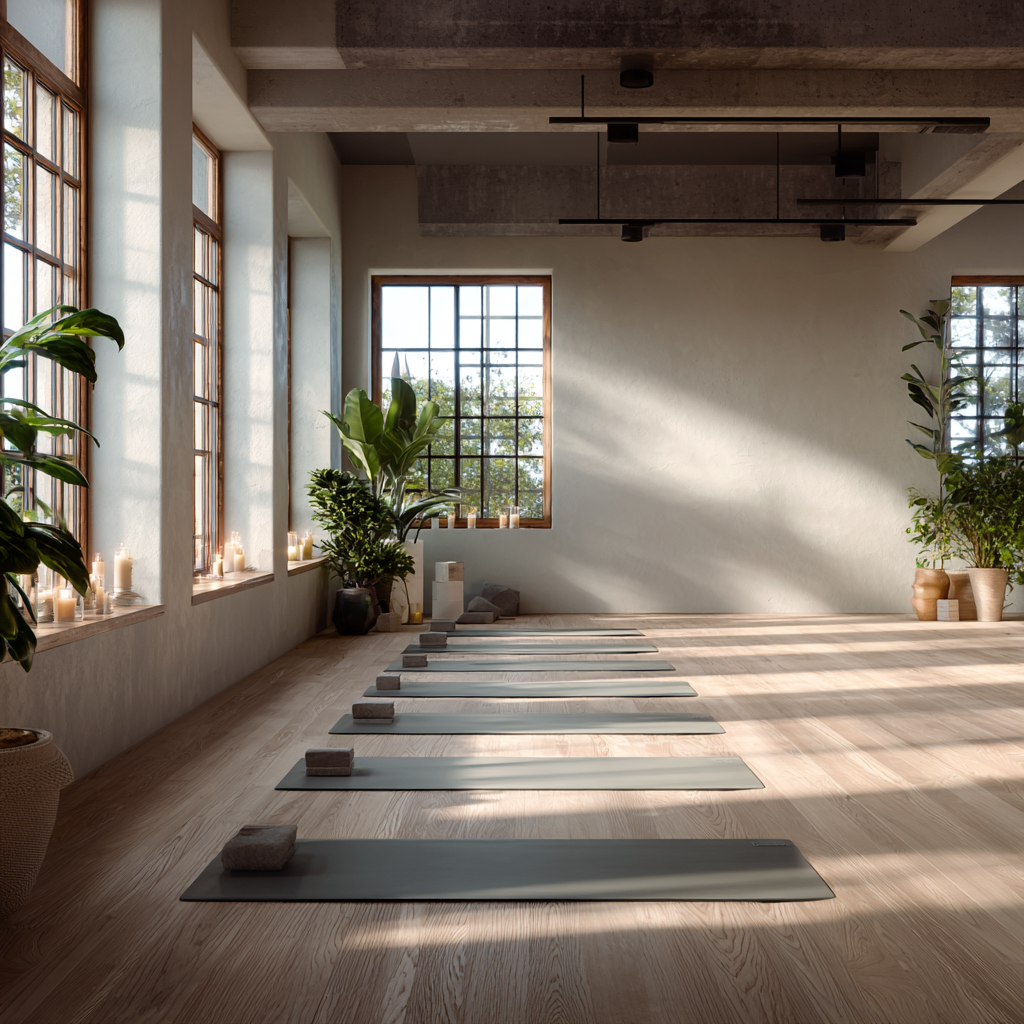 Група хора практикуващи йога на открито в парк